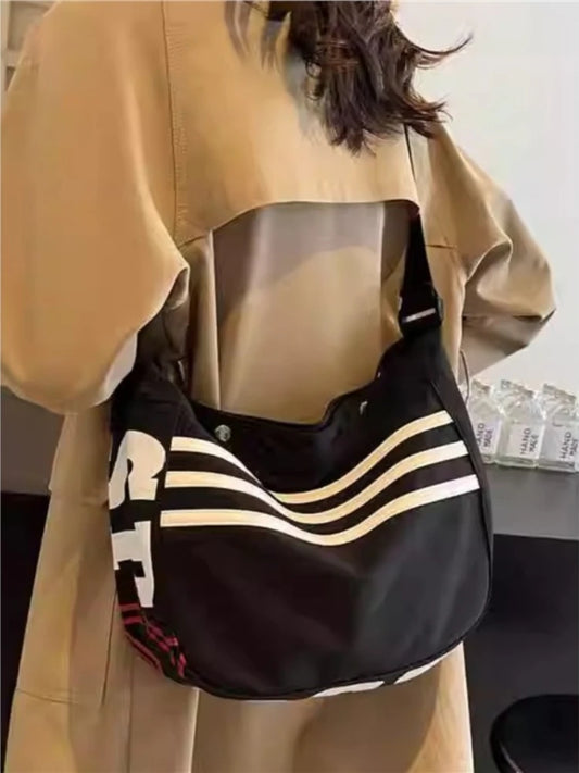 Striped Canvas Bag Women 2025 New Commuter Oxford Fabric Sports Dumpling Bag Casual Versatile Single-shoulder Crossbody Bag