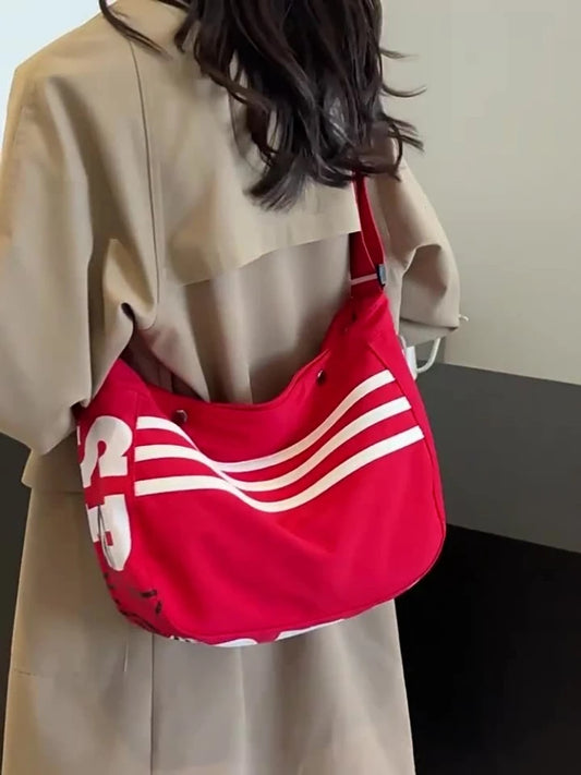 Striped Canvas Bag Women 2025 New Commuter Oxford Fabric Sports Dumpling Bag Casual Versatile Single-shoulder Crossbody Bag
