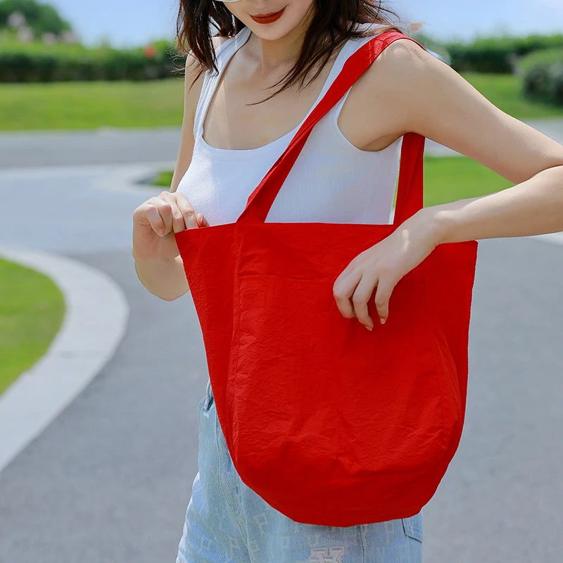 Solid Color Canvas Reusable Grocery Tote Bag Fenale Shoulder Handbag Crafts Shopping Bags Gifts for Women Birthday Christmas