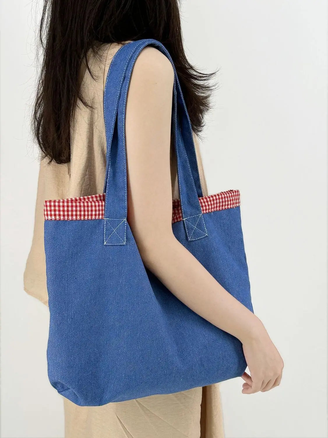 Striped Print Double Side Canvas Tote Bags Reusable Grocery Women Shoulder Crafts Shopping Handbag Gifts for Women Birthday