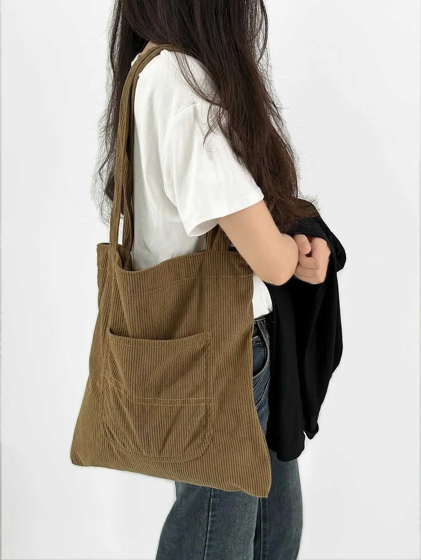 Solid Canvas Reusable Grocery Tote Bags Women Shoulder Handbag Crafts Shopping Bags Gifts for Women Birthday Christmas