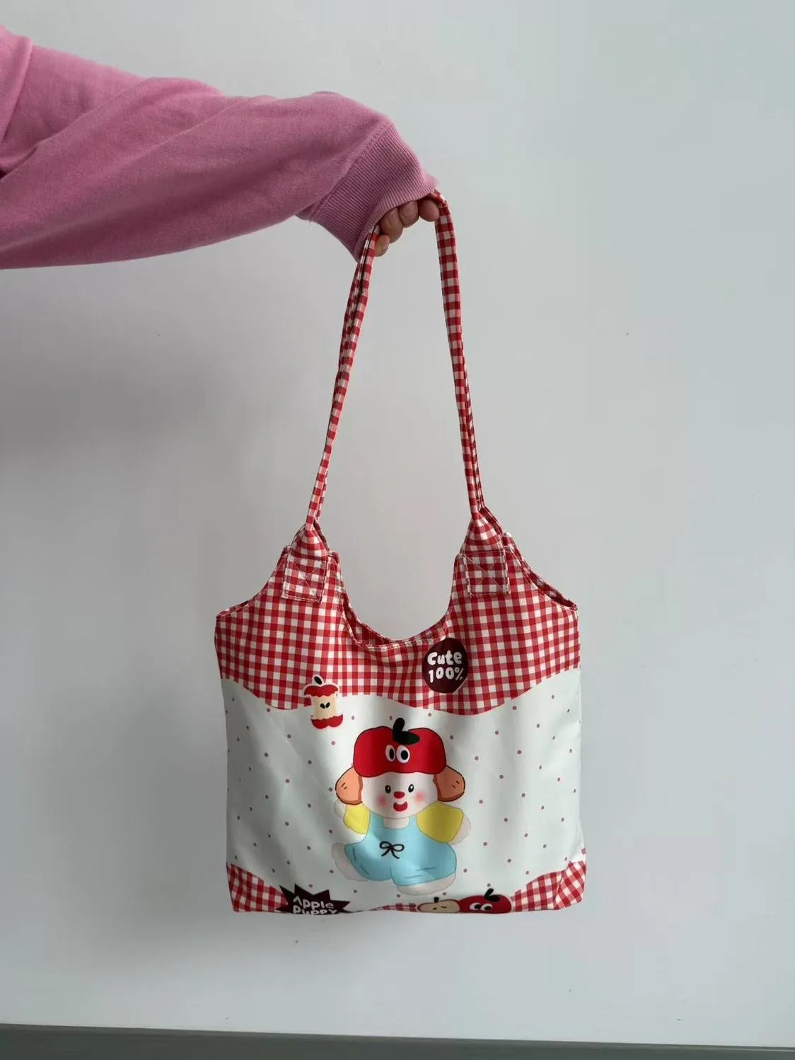 Cartoon Printed Cute Canvas Bag Fresh and Simple Japanese Style Versatile Shoulder Bag Cross-border Casual Commuting Student Bag