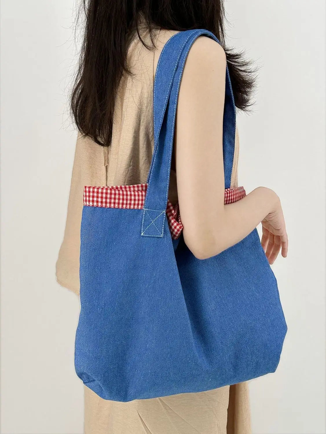 Striped Print Double Side Canvas Tote Bags Reusable Grocery Women Shoulder Crafts Shopping Handbag Gifts for Women Birthday