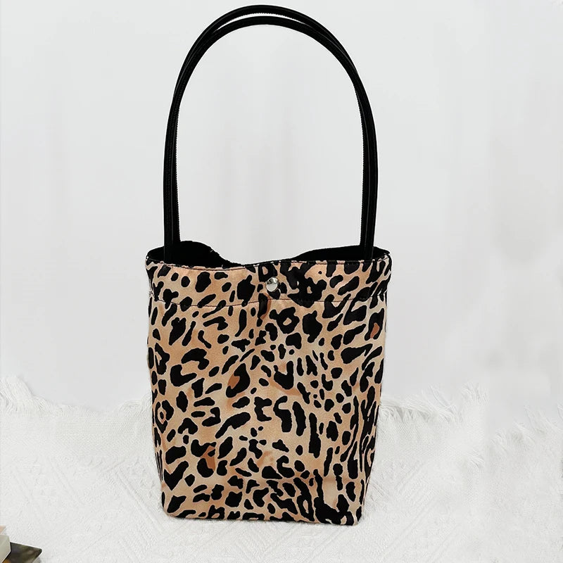 Leopard Print Canvas Reusable Grocery Tote Bags Women Shoulder Handbag Crafts Shopping Bags Gifts for Women Birthday Christmas