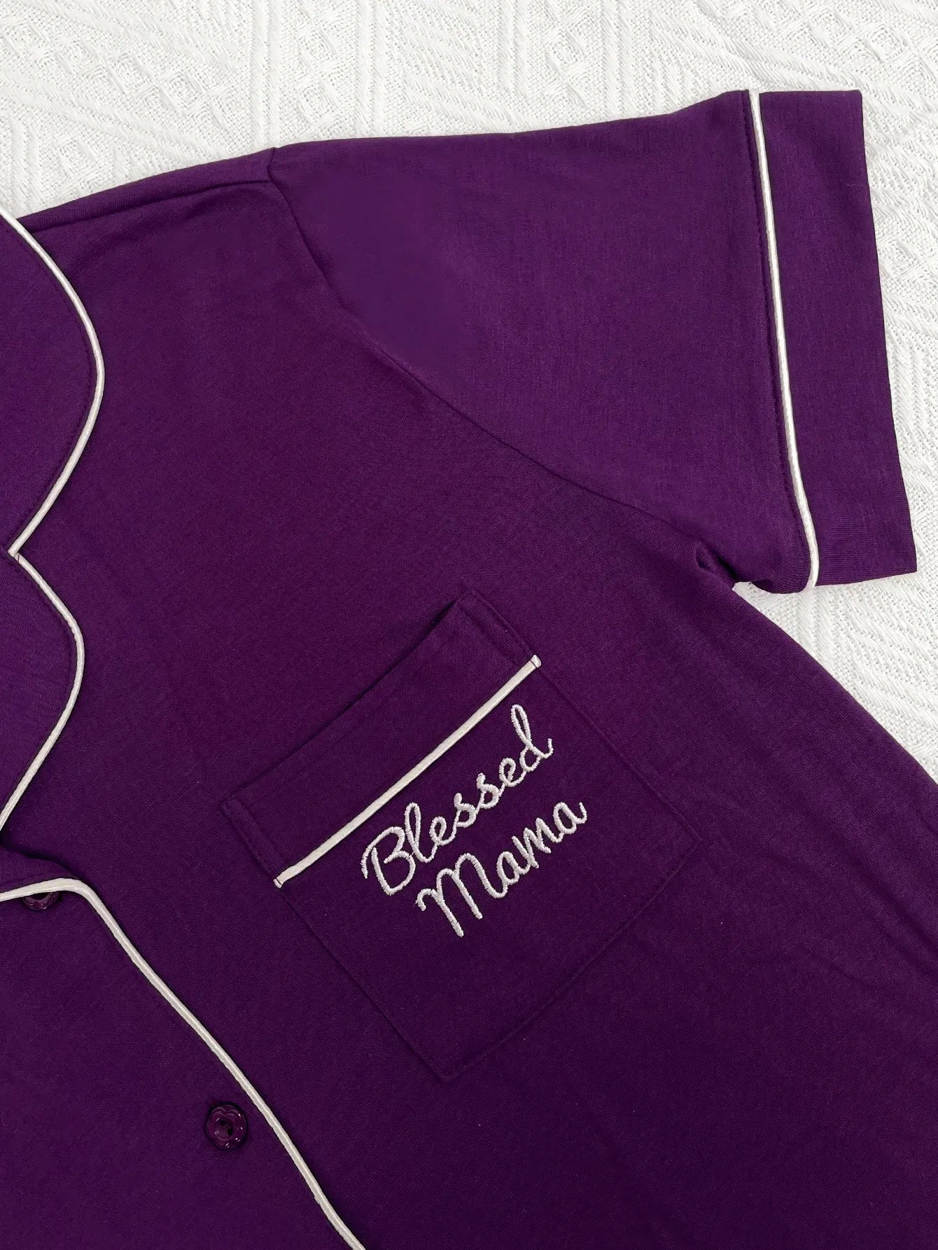 Solid Women Pajama Sets Short Sleeves Front Button Top & Full-Length Pants 2 Piece Letter Print Female Sleepwear Nightwear