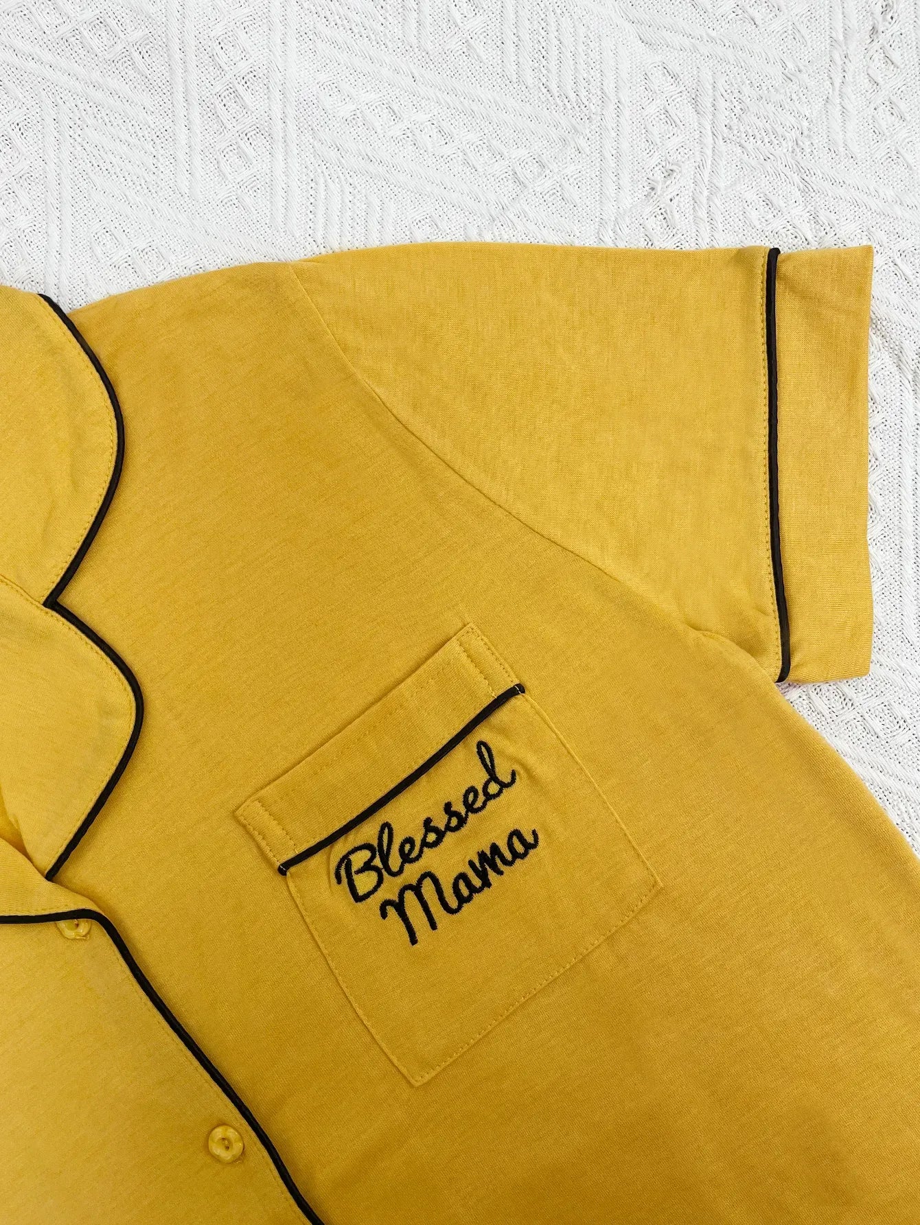 Solid Women Pajama Sets Short Sleeves Front Button Top & Full-Length Pants 2 Piece Letter Print Female Sleepwear Nightwear