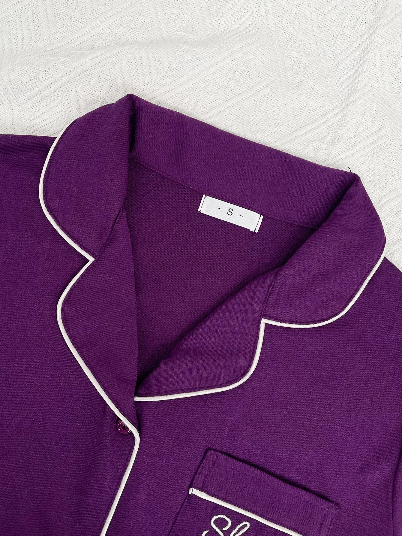 Summer Women's Pajamas Sets Short Sleeve Notched Collar Front Button Top & Elastic Waist Ruffle Shorts Loungewear Sleepwear