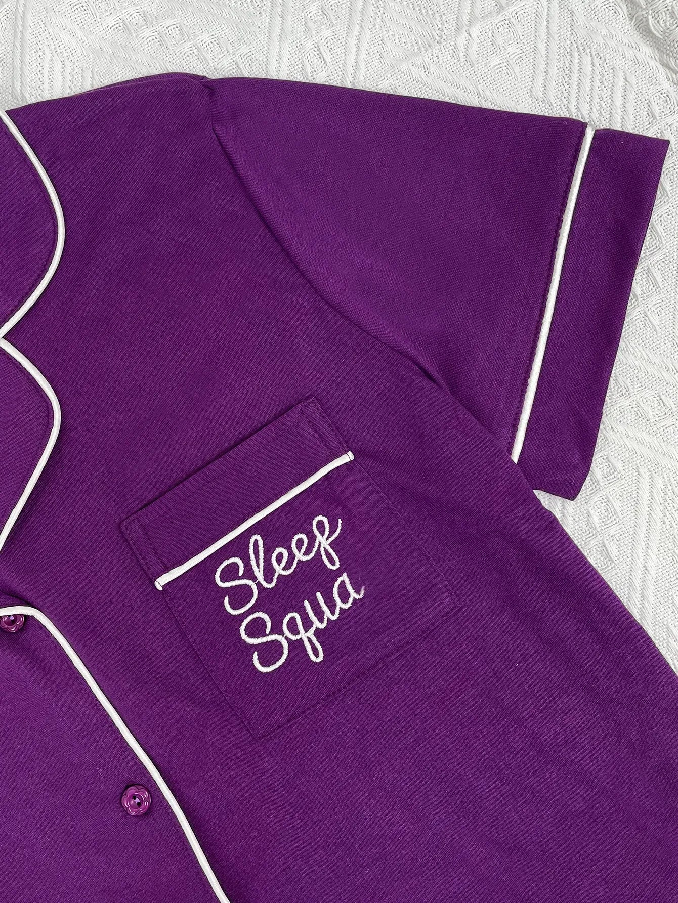 Summer Women's Pajamas Sets Short Sleeve Notched Collar Front Button Top & Elastic Waist Ruffle Shorts Loungewear Sleepwear