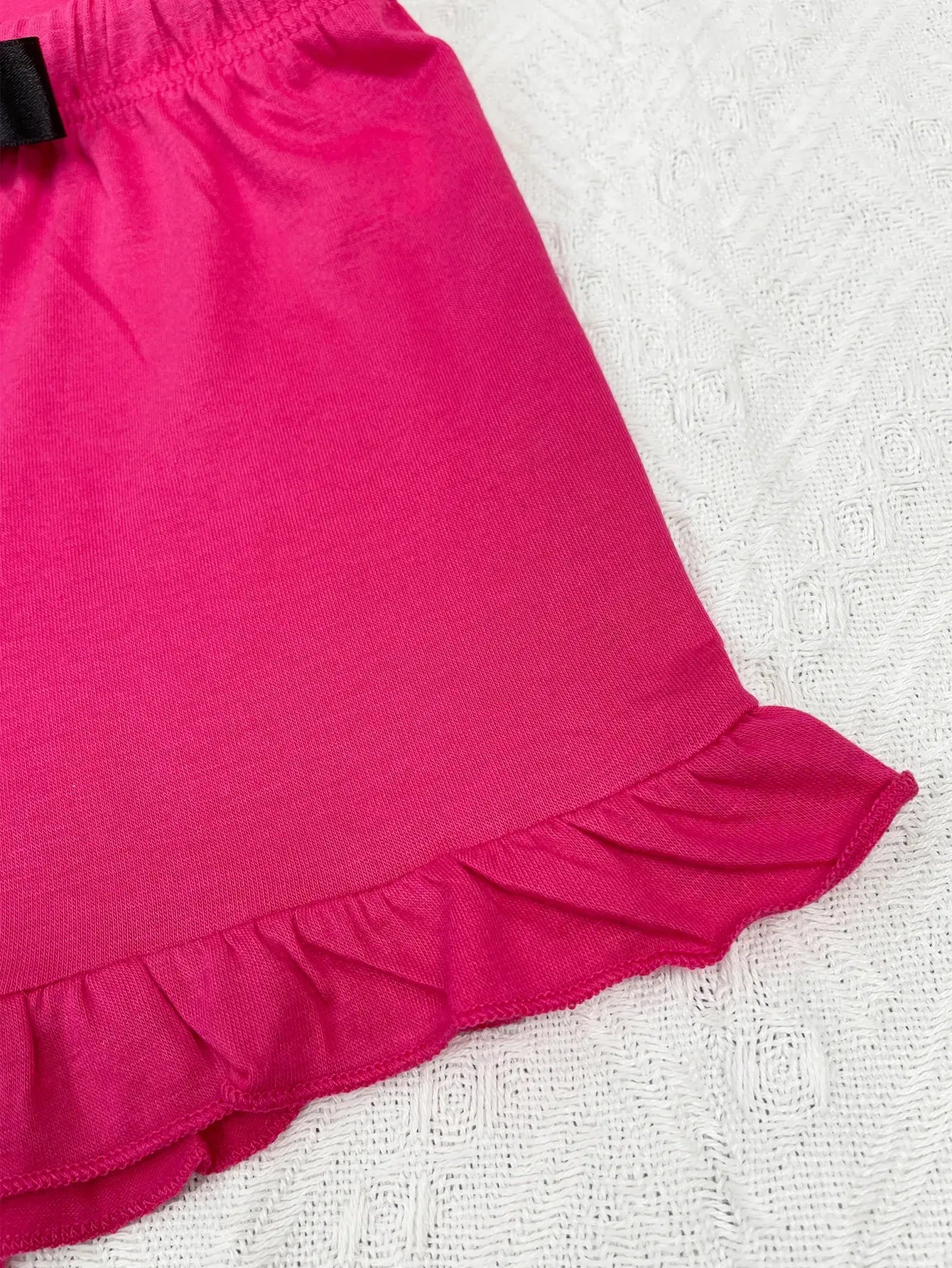 Summer Women's Pajamas Sets Short Sleeve Notched Collar Front Button Top & Elastic Waist Ruffle Shorts Loungewear Sleepwear