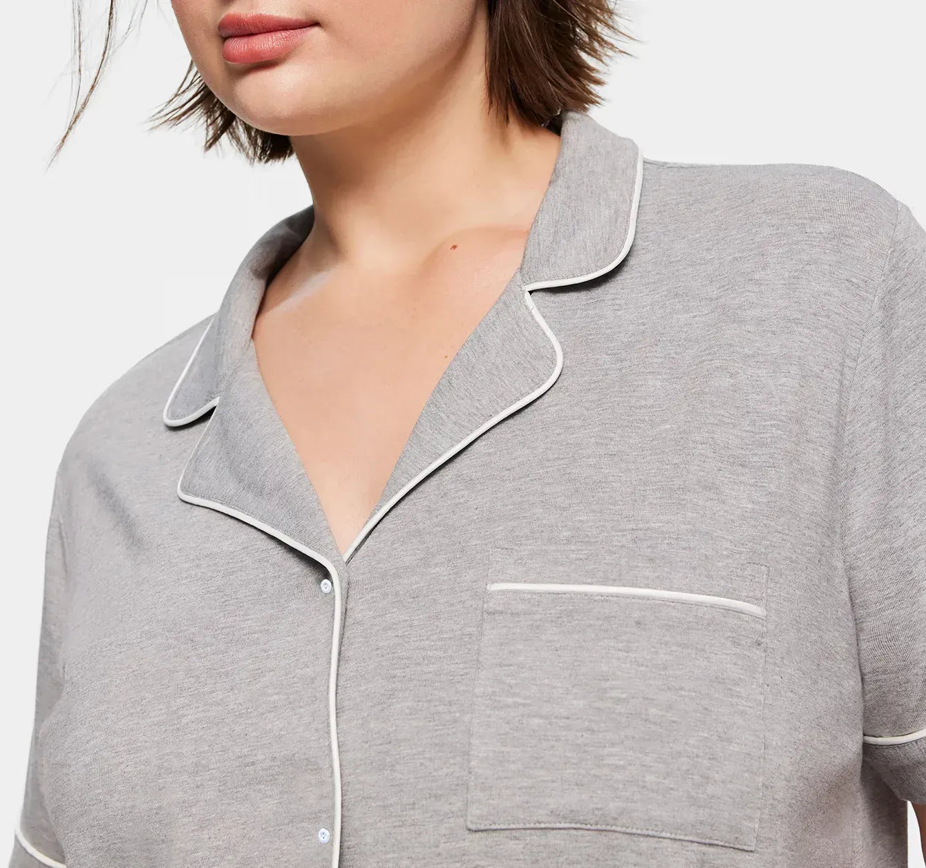 Plus Size Women Pajama Sets Short Sleeves Front Button Turn Down Collar Top & Shorts with Two Pockets Sleepwear Female Nightwear