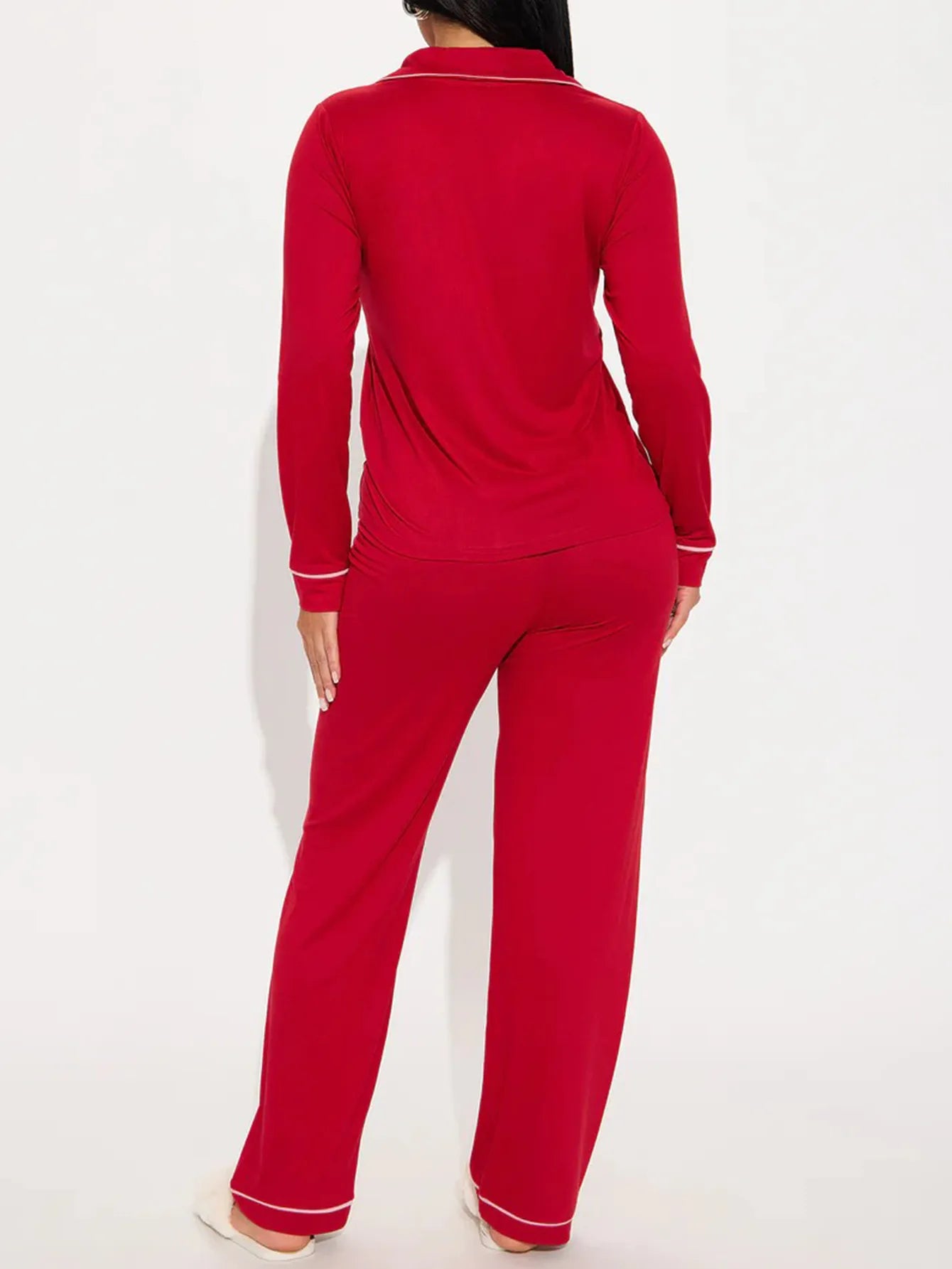 solid Women Pajama Sets Long Sleeves Front Button Top with chest pocket & Full-Length Pants 2 Piece Female Sleepwear Nightwear