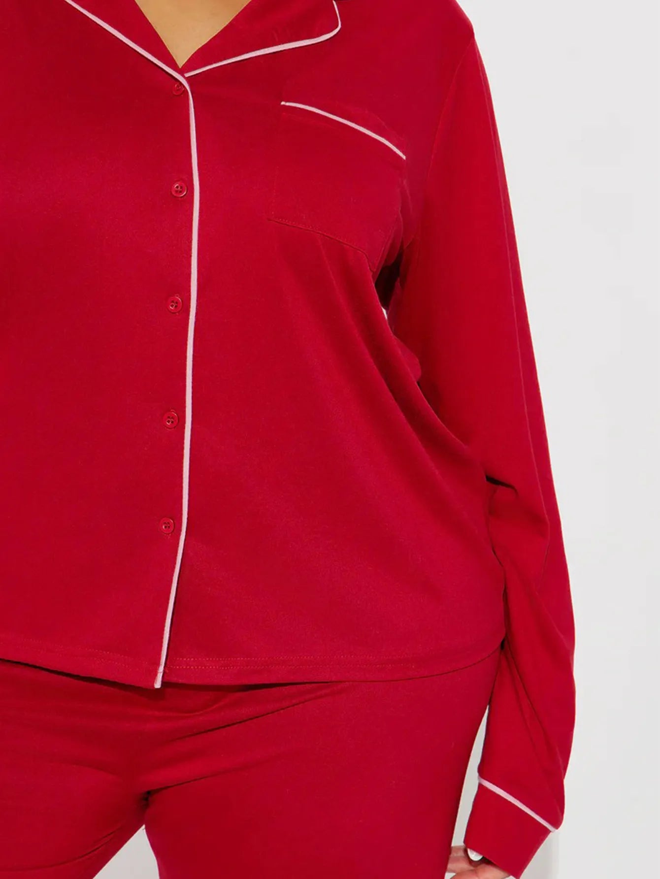 solid Women Pajama Sets Long Sleeves Front Button Top with chest pocket & Full-Length Pants 2 Piece Female Sleepwear Nightwear