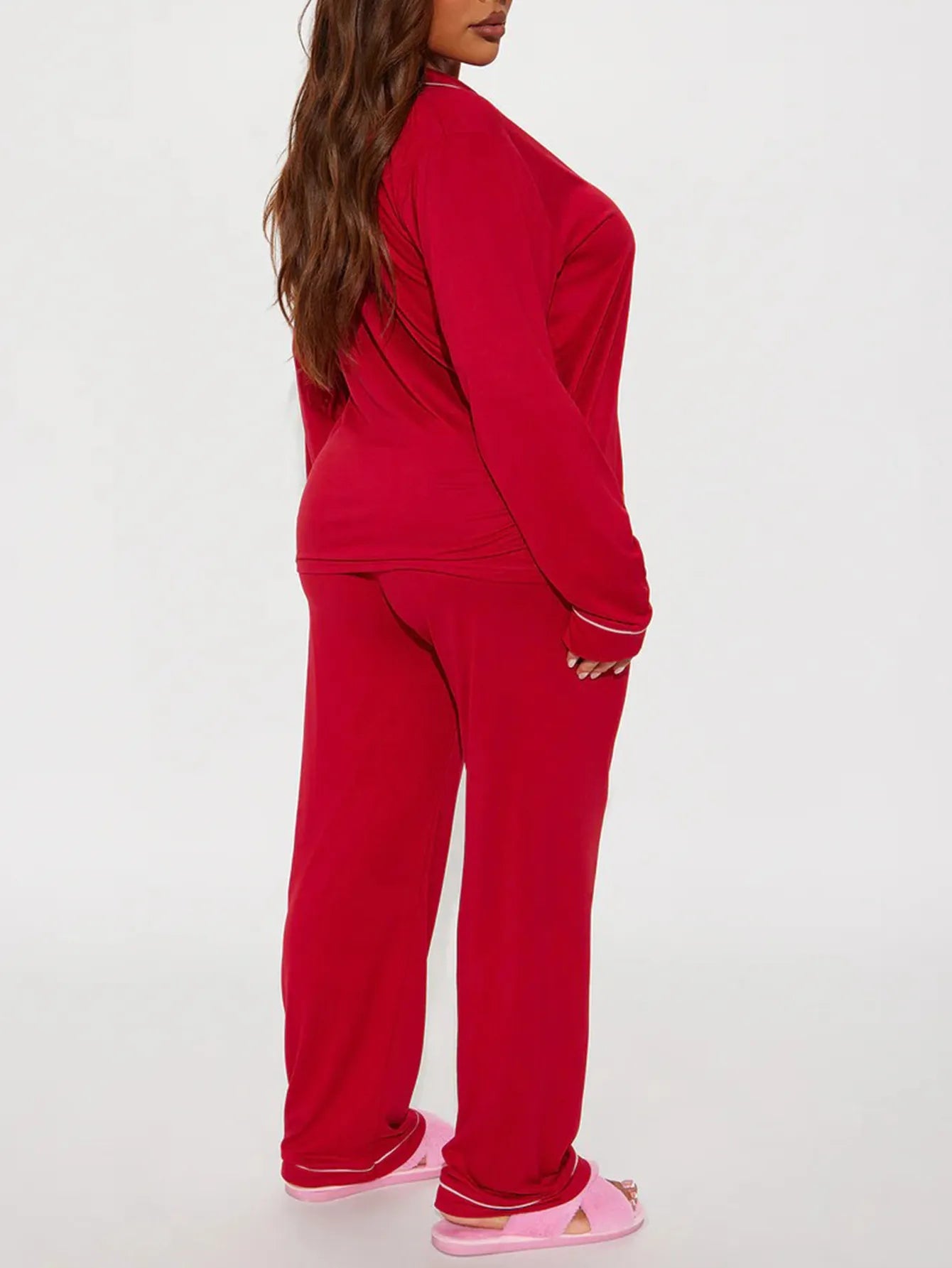 solid Women Pajama Sets Long Sleeves Front Button Top with chest pocket & Full-Length Pants 2 Piece Female Sleepwear Nightwear