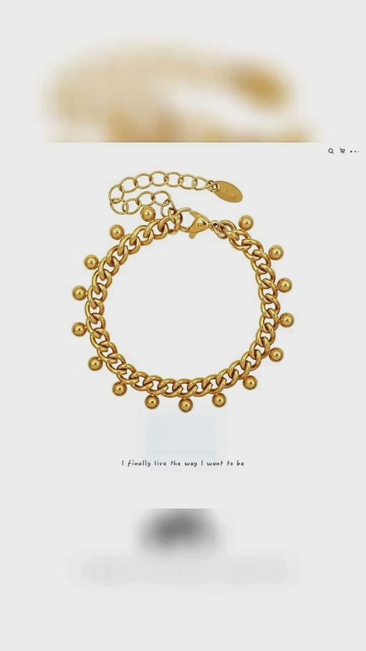 Gold Bracelet for Women Beaded Cuban Bracelets Women's Jewelry